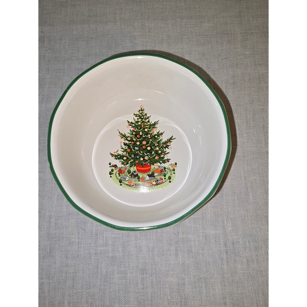Pfaltzgraff Christmas Heritage Cereal Bowl White Green Tree OS Excellent